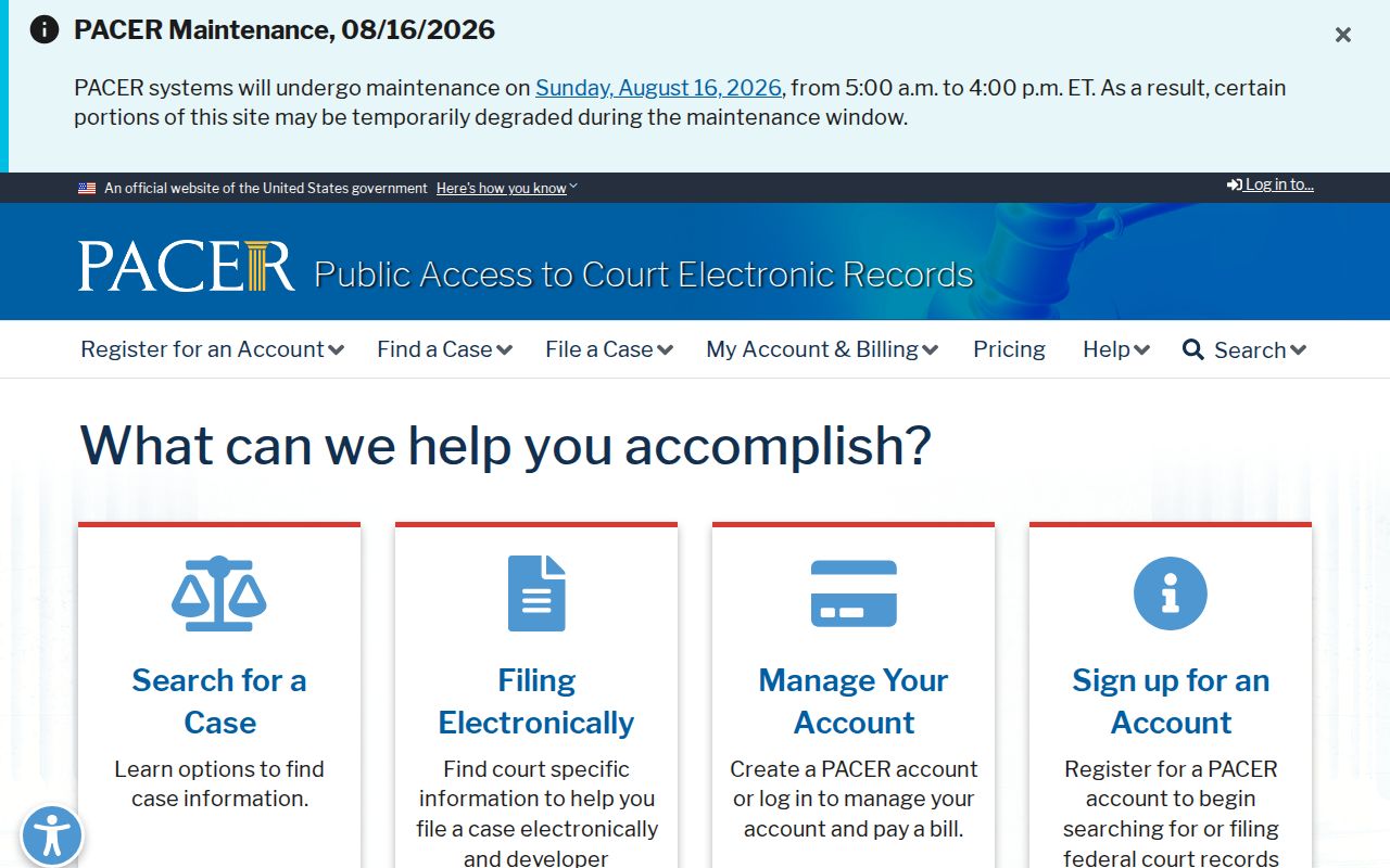Bullhead City previous residents PACER federal court records