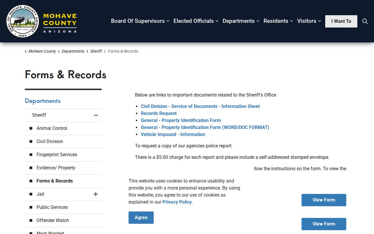 Bullhead City previous residents Mohave County records forms