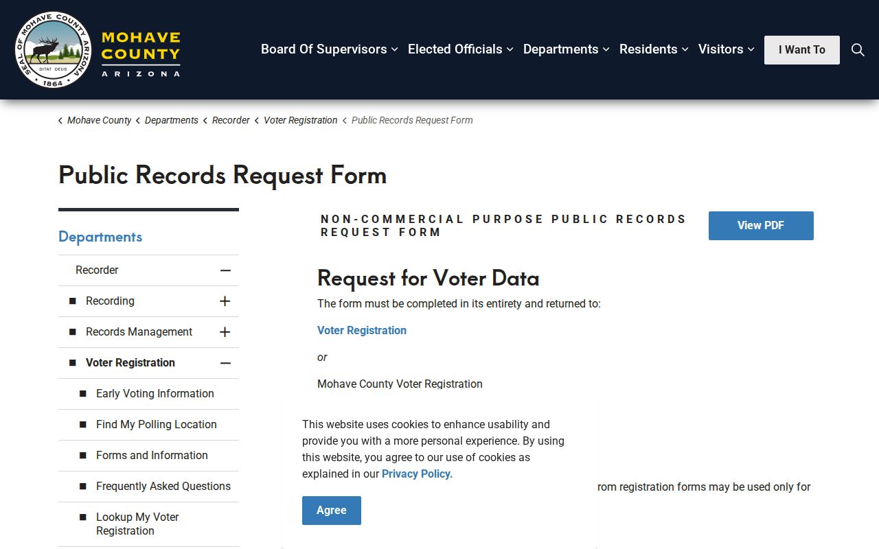Bullhead City ZIP code directory voter records request